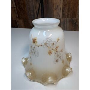 light brown floral,scalloped  edges Glass Light Shade  Lamp Fairy lamp inspired